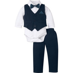 FEESHOW Children's Baby Boys Suit Festive Gentleman Shirt Body Bow Tie Vest Trousers 4-Piece Set Chic Baby Clothing Set for Christening Wedding Birthday