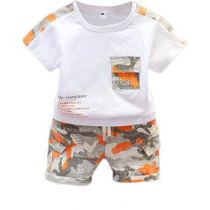 ACMEDE Baby Boys' Clothing Set Size 70/74/80/86/92/98 Toddlers' Short Sleeve Cotton T-Shirt + Summer Cargo Camouflage Shorts 2-Piece Summer Clothing Sets Boys Size 98/104/110 cm