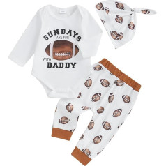 WERNZATT-Baby Boy Fußball Outfit Brief Drucken Langarm Strampler Rugby Druck elastische Taille Hose Hut Set für Herbst