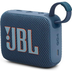 JBL Go 4 in Blue - Portable Bluetooth Speaker Box Pro Sound, Deep Bass and Playtime Boost Function - Waterproof and Dustproof - 7H Runtime