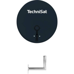 TechniSat TechniTenne 60 Satellite Dish, 60 cm Digital Satellite System with Mast Mount and Universal Twin LNB for up to 2 Participants, Light Grey