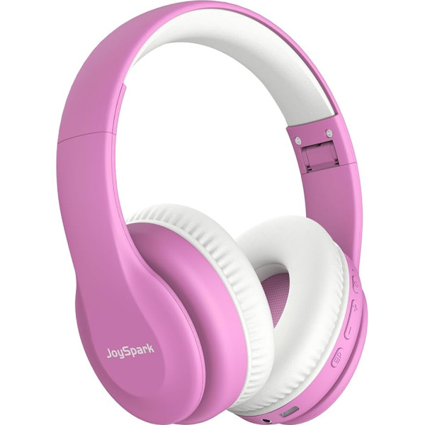 JoySpark Bluetooth Children's Headphones, Children's Over-Ear Headphones with 85/94 dB Volume Limit, 60 Hours Playtime, Bluetooth 5.3, Built-in Microphone (Pink)