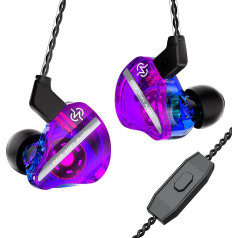 keephifi CCZ DC01 Pro In-Ear Monitor Headphones, 1DD Bass HiFi IEM Headphones, V-Shape Tuning Wired In-Ear Earphones, Removable 2-Pin Z-OFC Cables for Musicians, Drummers (Purple, with Micro)