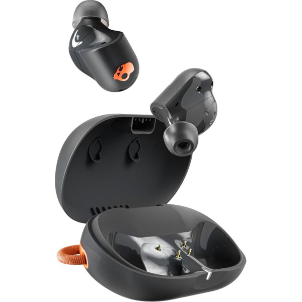 Skullcandy Sesh ANC Active Wireless In-Ear Headphones with Active Noise Canceling, 48 Hours Waterproof (IP67), Micro, Compatible with iPhone, Android, Bluetooth Devices - True Black/Orange