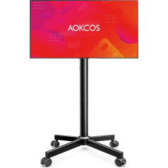 AOKCOS TV Stand Rollable for 32-65 Inch TVs, Tilting & Height Adjustable TV Stand with Wheels, Screwless Design, TV Stand, Floor Stand, Universal Max VESA 400 x 400 mm, 40 kg