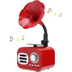 Retro Bluetooth Speaker, Gramophone Phonograph Shape Bluetooth Speaker Speaker, Vintage Home Bedroom Decor, Retro Music Player (Red)