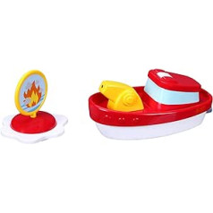 Bauer Spielwaren 16-89015 Fire Boat with Syringe and Target Toy Boat with Water Spray Function, Red