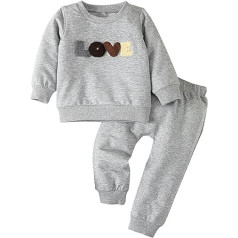 Bodysuits for Toddler New Year Infant 2024 Spring Baby Girls Boys Long Sleeve Pullover Sweatshirt Letter Print Set Kids Valentine's Day Outfit