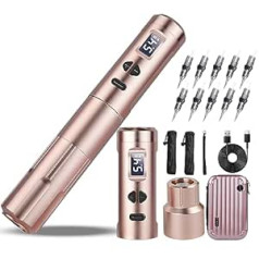 INKCHUM Tattoo Machine Set Beginners with 2 Batteries 10 W Coreless Motor Digital OLED Display Equipment for Professionals and Beginner Artists PMU Machine