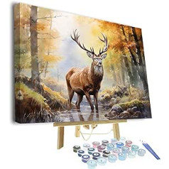 Deer DIY Painting by Numbers Flower Painting by Numbers for Adults Wild Animals Painting by Numbers Children on Canvas Colourful Forest Painting by Numbers for Beginners Oil Painting Kits Gift 16 x 20