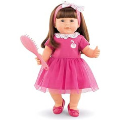Corolle 9000130220 - Mon Grand Poupon Alice in Brunette 36 cm, French Doll with Charm and Vanilla Fragrance, Pink