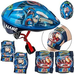 alles-meine.de GmbH 5 Piece Set: Safety Set - Children's Helmet / Bicycle Helmet - Avengers - Size 52-56 - Approx. 3 to 15 Years - Adjustable Sizes / Grows with Your Child - TÜV Tested - Helmet