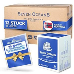 Seven Oceans – The Original – Emergency Food [12 x 500 g] + Extra Vitamins I Extremely Long Durable Emergency Supply [6 kg] for Crisis Prevention I Energy Rich Outdoor Emergency Ration I Prepper