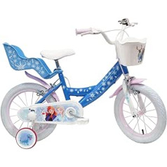 albri Unisex Children's Disney Bicycle 14 Inch Frozen with Basket and Doll Holder Children's Bike, Light Blue