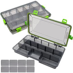 Gefischtter Fishing Tackle Storage Box Organizer with Removable Dividers Transparent Waterproof Transparent Fishing Bait Hooks 2 Pack (Clear)