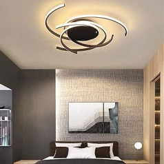 minifair Modern LED Dimmable Ceiling Light with Remote Control Kitchen Island Lamp Dining Table Creative Spiral Flower Shape Design Metal Acrylic Ceiling Chandelier Lighting, Black