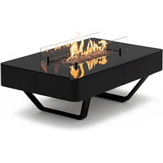 Rio Table Planika Coffee Table with LPG Fire Pit Black Portable Garden Patio