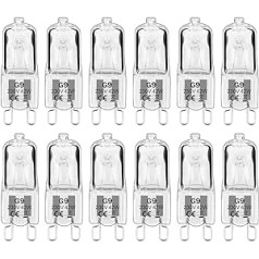 Haraqi Pack of 12 G9 Halogen Bulbs, 230 V, 42 W, 530 lm, G9 Bulb, 2800 K Warm White, Capsule Bulbs, Dimmable, No Flickering