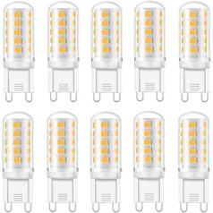 Vlio G9 LED Bulb, Warm White 3000 K, 5 W G9 LED Bulb, 400 Lumens, No Flickering, Not Dimmable, G9 Bulb, LED Bulb G9 Replaces 40 W G9 Halogen Bulb, Pack of 10