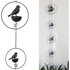 NIKKAPOETRY 2.5m Black Metal Rain Chain for Gutter and Downpipe