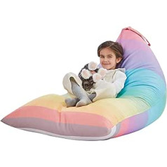 Nobildonna Bean Bag Chair Cover for Kids and Adults, Extra Large Bean Bag Without Filling, Plush Toy Holder and Organiser, Premium Canvas, 250L (Rainbow)