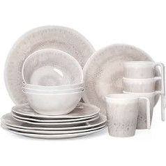Camping Crockery Set for 1-4 People, 4-32 Pieces, Plate Set, Cup, Bowl, Glasses, Made of Melamine