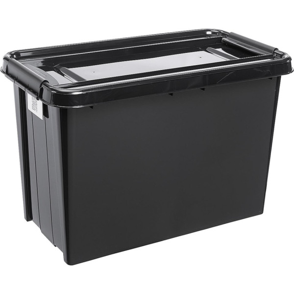 PlastTeam ProBox Recycle QR 70L container with lid, black