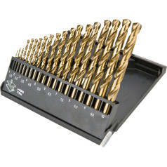 Graphite HSS-TiN metal drill bits 1.0-10.0 mm, set of 19 pcs.