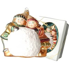 Krebs Glas Lauscha - Christmas Decoration / Christmas Tree Decoration Made of Glass - Multicoloured Tree Decoration - Motif: Emma and Emilio with Snowball - Size: Approx. 11 cm - Made in Germany