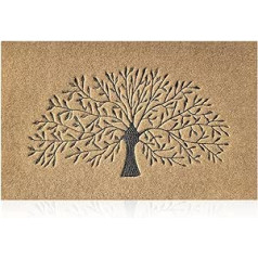 Welcome Mat Tree of Life Outdoor Mats for Indoor Front Door Mats Durable Waterproof Non-Slip for Entrance Hallway Kitchen Easy to Clean Rubber Mat 45 x 70 cm Tree Brown