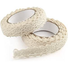 Fepito Lace Tape Vintage White Lace Tape Self Adhesive Decorative Ribbon Lace Border Ribbon for Crafts (Style A - White)