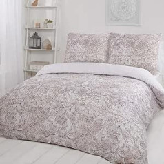Sleepdown Paisley Duvet Cover Set, Super Soft, Easy Care, Hypoallergenic, Subtle Print, Reversible, 200 x 200 cm + 2 Pillowcases 80 x 80 cm, Microfibre, Grey