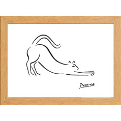 Picasso Cat Minimalist Framed Glass Front Art Print 10x13.5 Inch Frame