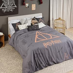 BELUM Harry Potter Duvet Cover Deathly Hallows Duvet Cover with Buttons 100% Cotton Duvet Cover (Bed 120 cm (200 x 200 cm)