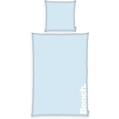 Bench 4412604039 Bed Linen Set, Pastel Colours, Pillowcase Approx. 80 x 80 cm, Duvet Cover Approx. 155 x 220 cm, with Smooth Brand Zip, 100% Cotton, Colour: Light Blue/White, Item No