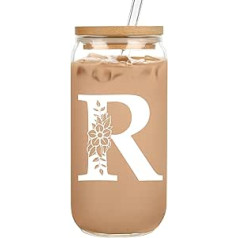 Personalised Gifts for Women, Monogrammed Glass Cups with Lids and Straws, Custom Mug, Cute Custom Mug, Aesthetic Stuff, Initial Iced Coffee Cup,