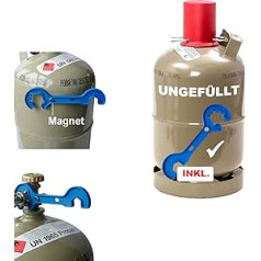 CAGO 5 kg Propane Gas Bottle Camping Grill Gas Bottle Empty Including Gas Regulator Key with Magnet and Key 17 mm for Union Nut 1/4 Inch