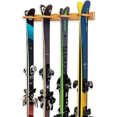StoreYourBoard 4 Pairs Wooden Ski Wall Brackets for Home and Garage