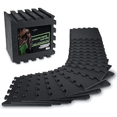 AthleticPro Non-Slip Fitness Floor Protective Mats for Gym and Fitness Equipment, 18 Extra Thick Floor Mats with 20% More Protection, 31 x 31 cm