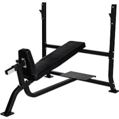 GORILLA SPORTS® Incline Bench with Dumbbell Rack - 6-Way Adjustable Seat, 165 x 128 x 121 cm, Maximum Load 280 kg, Rubberised Feet, Black - Weight Bench with Shelf, Training Bench, Bench Press,