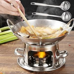 ZBYY Spirit Cooker for Indoor Use, Spirit Cooker, 2-Bulb, Portable Spirit Cooker for Indoor Use, Camping Stove with Pot, Stainless Steel Camping Stove for Interior, 3 Sizes Available, 10 Inches