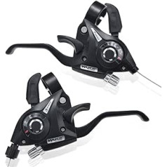 FOMTOR 3x7 Bike Shifters Set 21 Speed Mountain Bike Shifter Left Right Brake Lever Shifter with Shift Ropes for Mountain Bike Folding Bike V-Brake