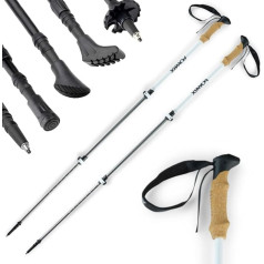 POWRX Hiking Poles 69-136 cm | Trekking Poles Aluminium Poles with Anti-Shock Cushioning I Telescopic Adjustable, Super Light and Includes App