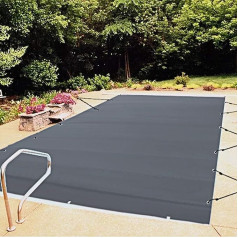 Vevor Rectangular Pool Cover, 4 x 7 m Swimming Pool Cover, PVC Charcoal Pool Cover, Waterproof Pool Canopy, Winter Cover, Dirt-Repellent Tarpaulin for Pool, Rectangular Pool Tarpaulin