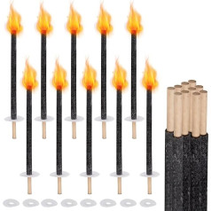 Jopassy Pack of 50 Outdoor Torches, 45 Minutes Burning Time 42 cm Wax Torches, Garden Torches, Torches for Torch Hiking & Party & Garden & Campfire, New Year, Christmas, Martin's Day