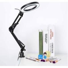 Ejoyous Reading Lamp, Book Lamp, LED Clamp Light, Reading Lamp with Clip, 5 Dioptres Magnifying Glass with Light, LED Magnifying Lamp with Clamp for Cosmetics, Practices, Crafters, Reading Aid
