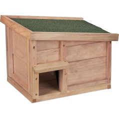 Relaxdays Hedgehog House, Wood, Hedgehog Hotel with Floor, 2 Chambers, Winter Quarters for Hedgehogs, Garden, HBT: 30 x 40 x 34 cm, Light Brown