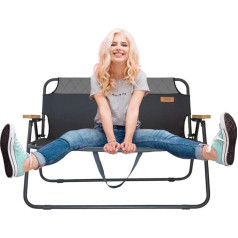 hdg James Folding Bench, Portable, Foldable, Load Capacity up to 150 kg, 2 Seater Camping Sofa, Robust Folding Chair Camping Chair for 2 People