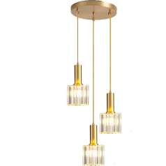 ZTTECH Modern Mini Crystal Pendant Light for Kitchen Island Dining Room Bedroom Crystal Ceiling Light with Gold Base (3-light)