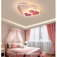 GUANSHAN 3D Ceiling Light LED Creative Stereoscopic Hearts Ceiling Light Lighting for Boys Girls Bedroom Nursery Warm Light 30W Pink